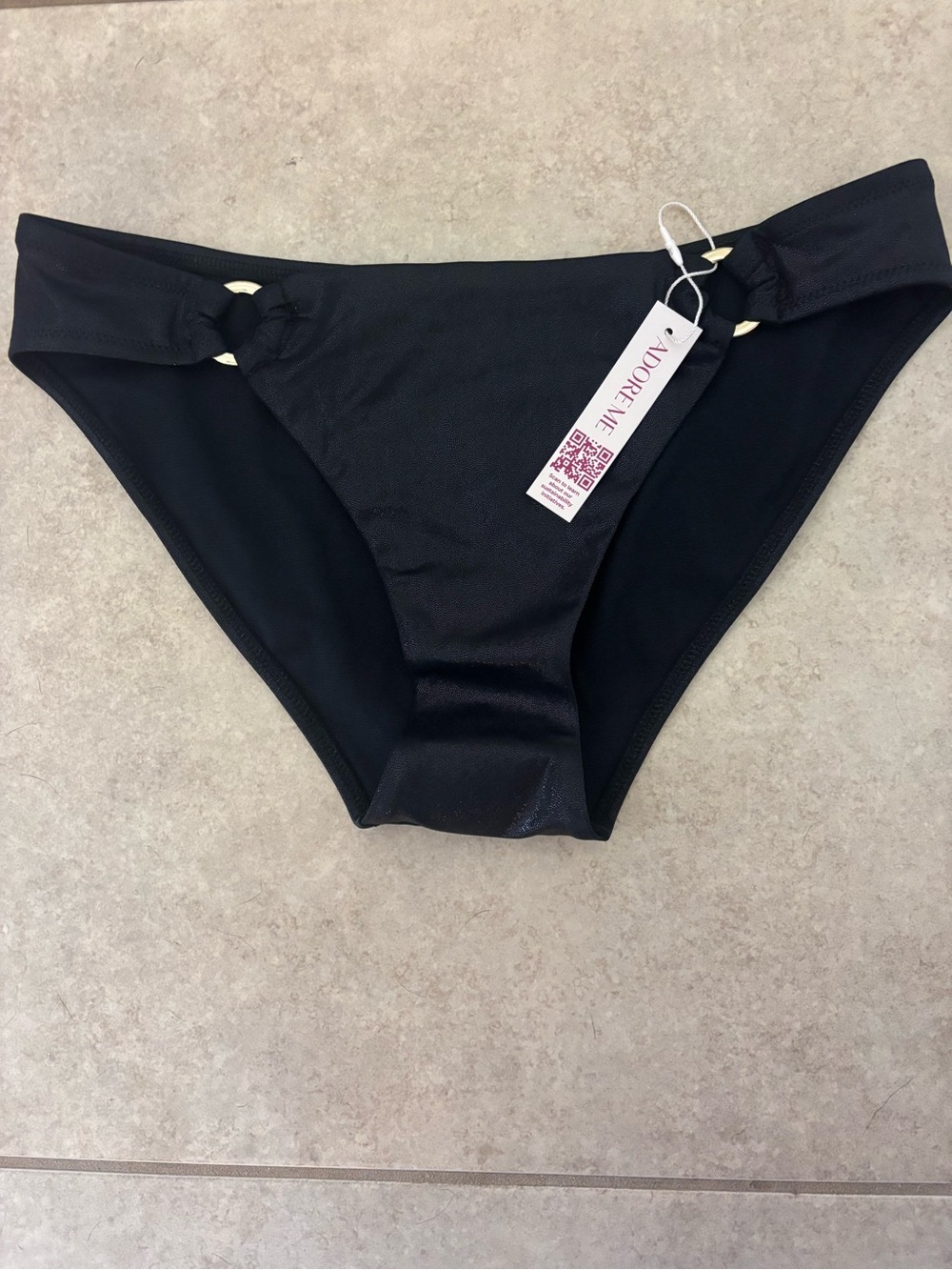 Adore Me Black Bikini Bottoms with Side Ring Accents